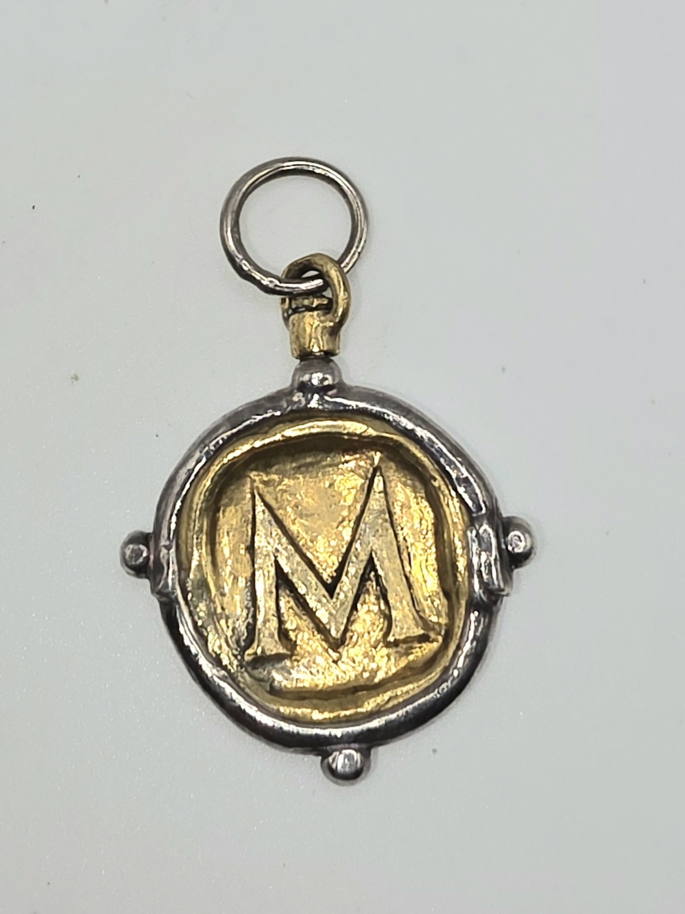 Waxing Poetic Brass And Silver Charm Letter "M"